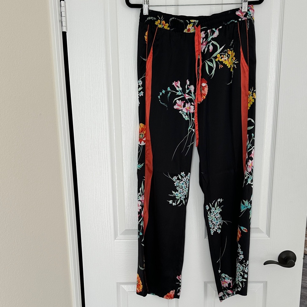 Johnny Was Floral Silk Pants